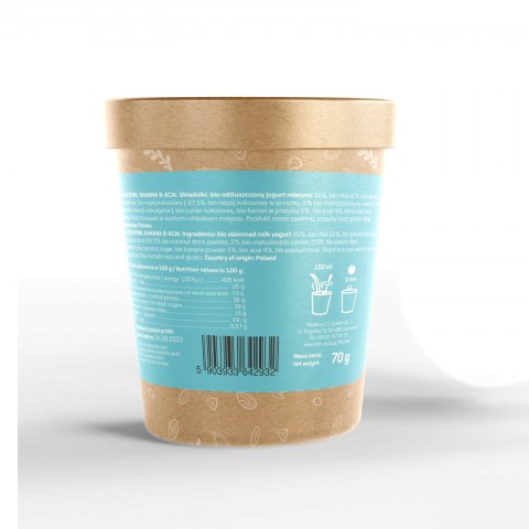 Bio yogo bowl with chia - banana and acai - kraft cup 70g Bio yogo bowl with chia - banana and acai - kraft cup 70g