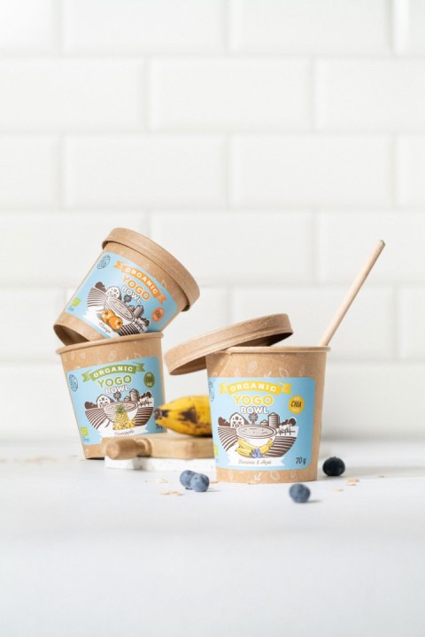 Bio yogo bowl with chia - banana and acai - kraft cup 70g Bio yogo bowl with chia - banana and acai - kraft cup 70g