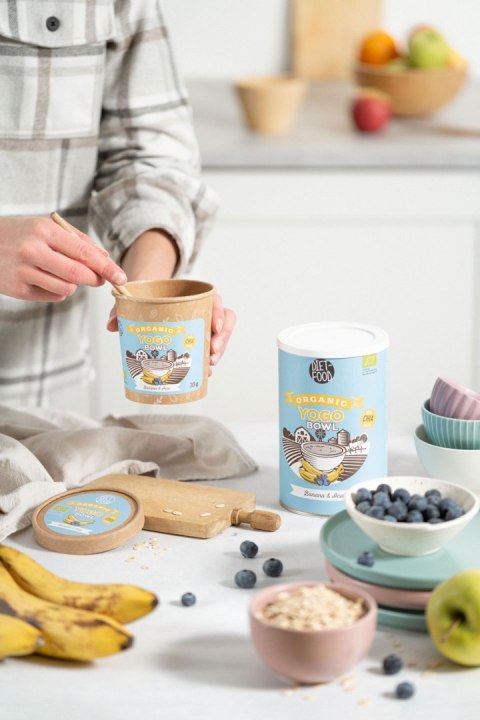 Bio yogo bowl with chia - banana and acai - kraft cup 70g Bio yogo bowl with chia - banana and acai - kraft cup 70g