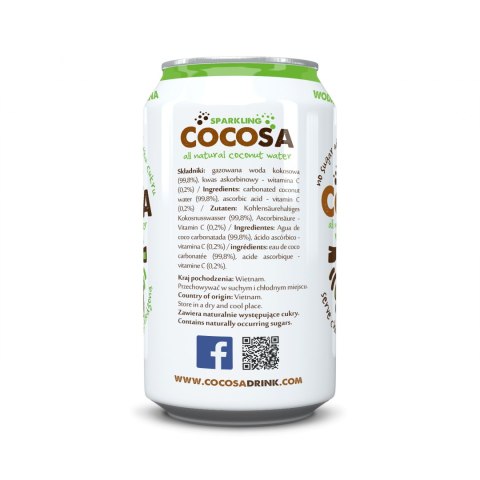 Cocosa Sparkling Coconut Water 330 ml – set 24 pcs. Cocosa Sparkling Coconut Water 330 ml – set 24 pcs.