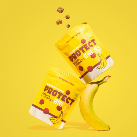 20x Bio Vegan Bites PROTECT (owocowe kostki) - banan 120 g