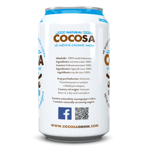 6x Cocosa Woda Kokosowa Niegazowana 330 ml