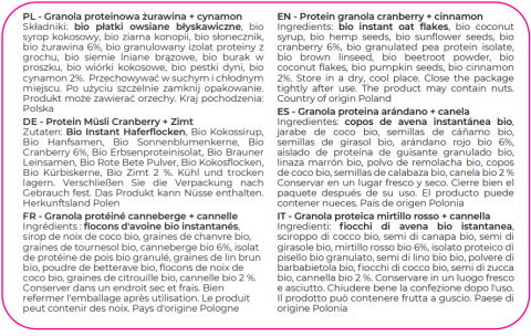 Bio Granola Proteinowa Żurawina i Cynamon 200 g