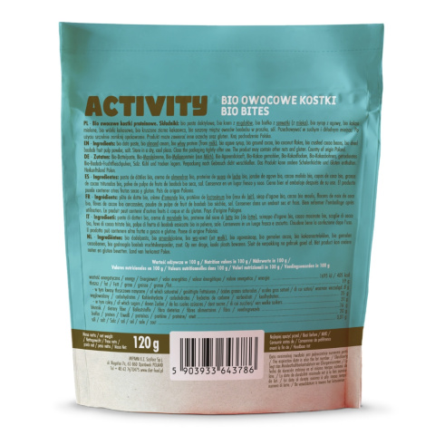 5x Bio Bites ACTIVITY (owocowe kostki) - z białkiem 120 g