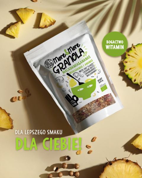 Bio Granola More&More - Makadamia i Ananas 300 g