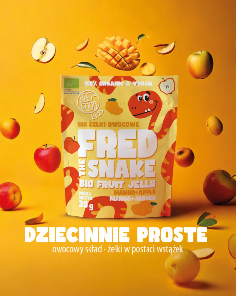 Bio Żelki Owocowe Fred The Snake - Mango i Jabłko 30 g