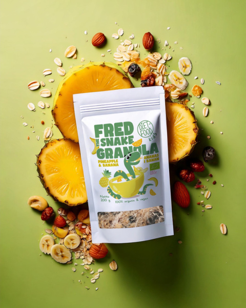 Bio Granola Fred The Snake - Ananas i Banan 200 g