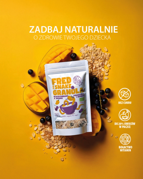 Bio Granola Fred The Snake - Mango i Czarna Porzeczka 200 g