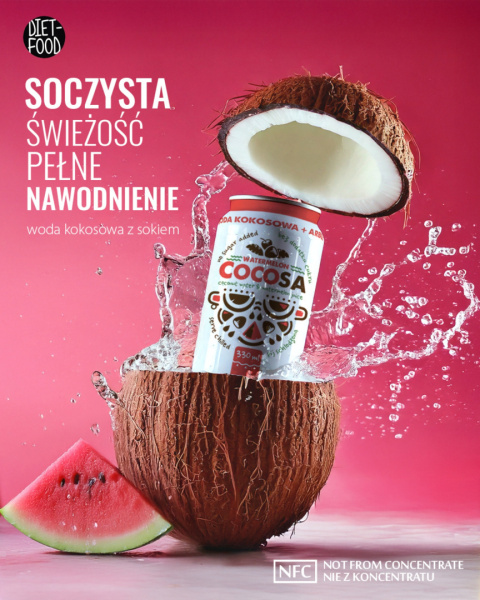 48 x Cocosa Woda Kokosowa Niegazowana z sokiem z Arbuza NFC 330 ml 48 x Cocosa Woda Kokosowa Niegazowana z sokiem z Arbuza NFC 330 ml