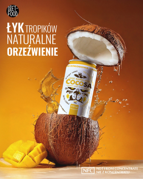 48 x Cocosa Woda Kokosowa Niegazowana z sokiem z Mango NFC 330 ml 48 x Cocosa Woda Kokosowa Niegazowana z sokiem z Mango NFC 330 ml