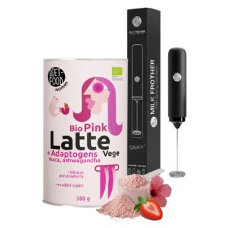 Zestaw Bio Vege Latte Pink 300 g + MILK FROTHER Elektryczny Spieniacz