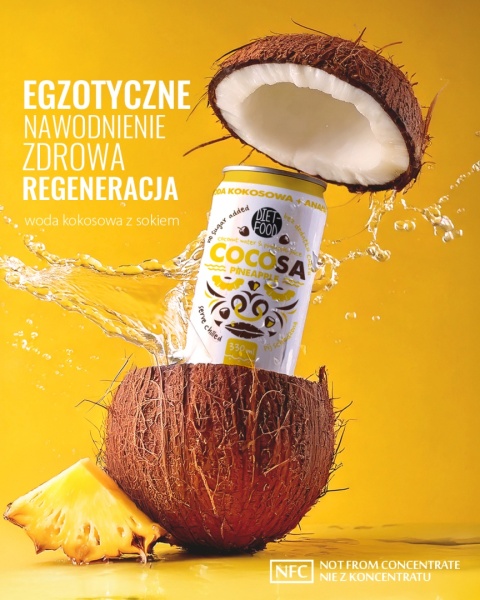 Cocosa Woda Kokosowa Niegazowana z sokiem z Ananasa NFC 330 ml (kaucja)