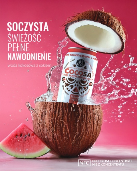 Cocosa Woda Kokosowa Niegazowana z sokiem z Arbuza NFC 330 ml (kaucja)