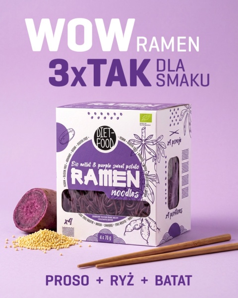 EDYCJA LIMITOWANA Bio Ramen Makaron Jaglany z Fioletowym Batatem 280 g