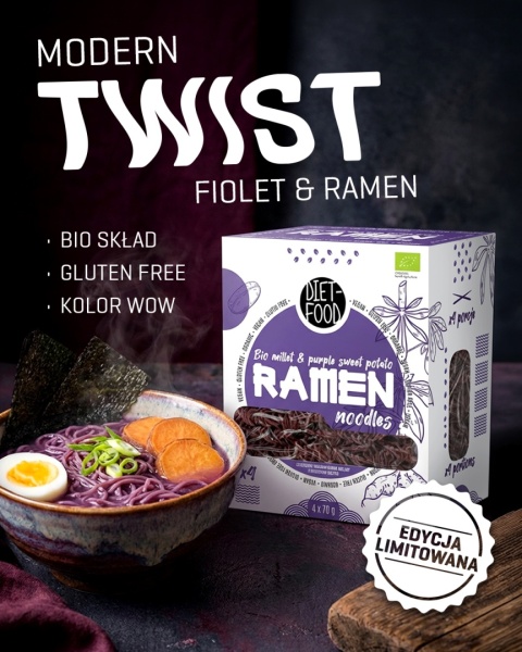 EDYCJA LIMITOWANA Bio Ramen Makaron Jaglany z Fioletowym Batatem 280 g
